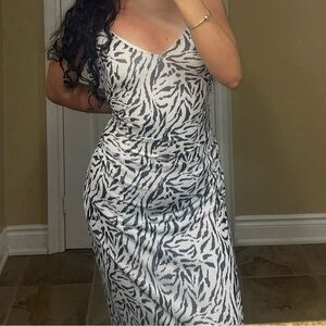 AFRM Zebra Print Slip Dress - Black & White
